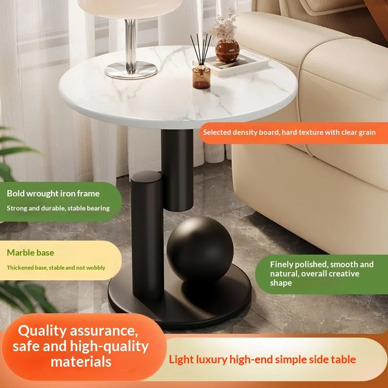 Scandinavian Minimalist Small Living Room Coffee Table Space Saving Side End Table Luxury Wooden Metal Black White Side Table