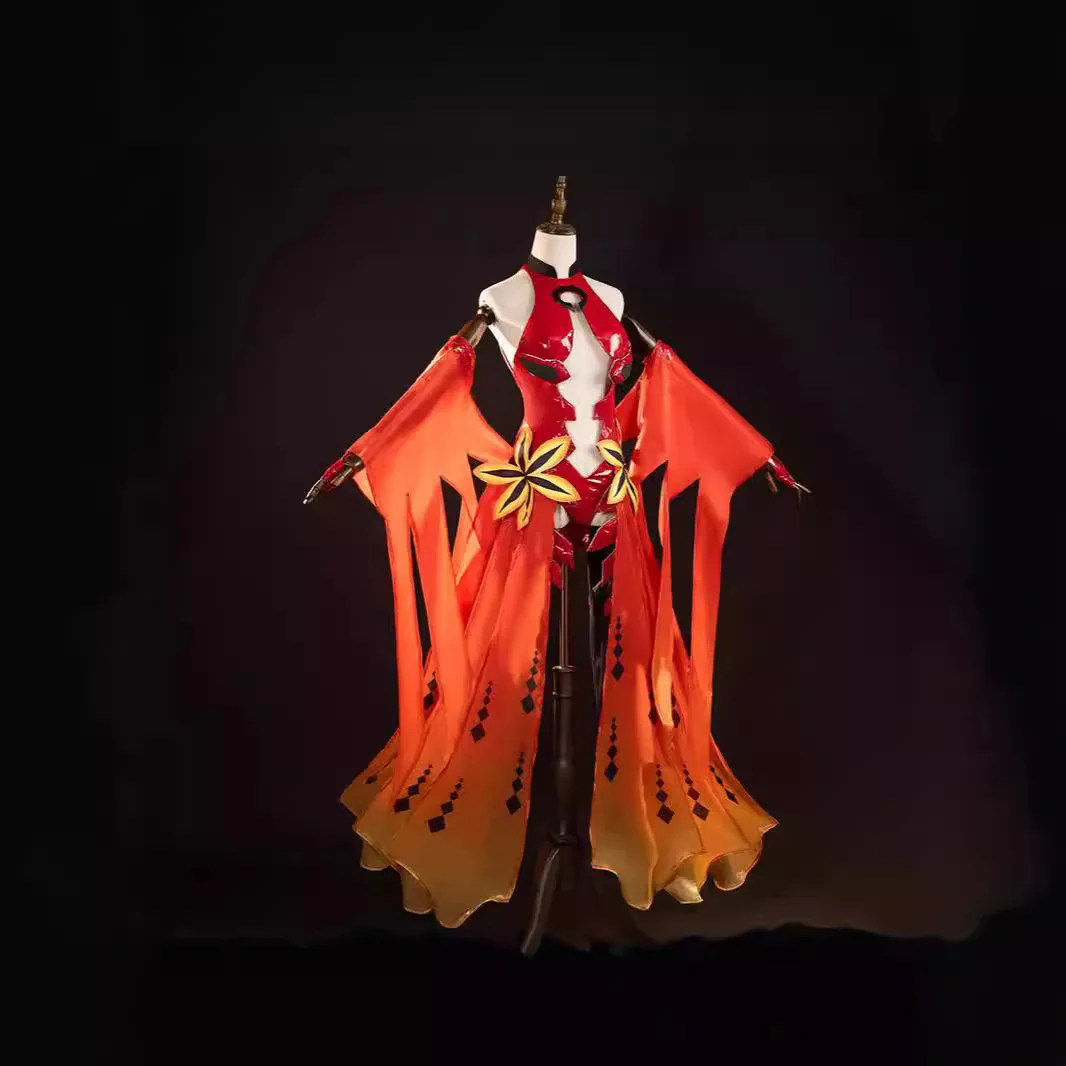 Shiki Goldfish Costume Evil Crown Egoist Red Battle Costume Halloween Cosplay Costume Women Game Sexy Cosplay Dress