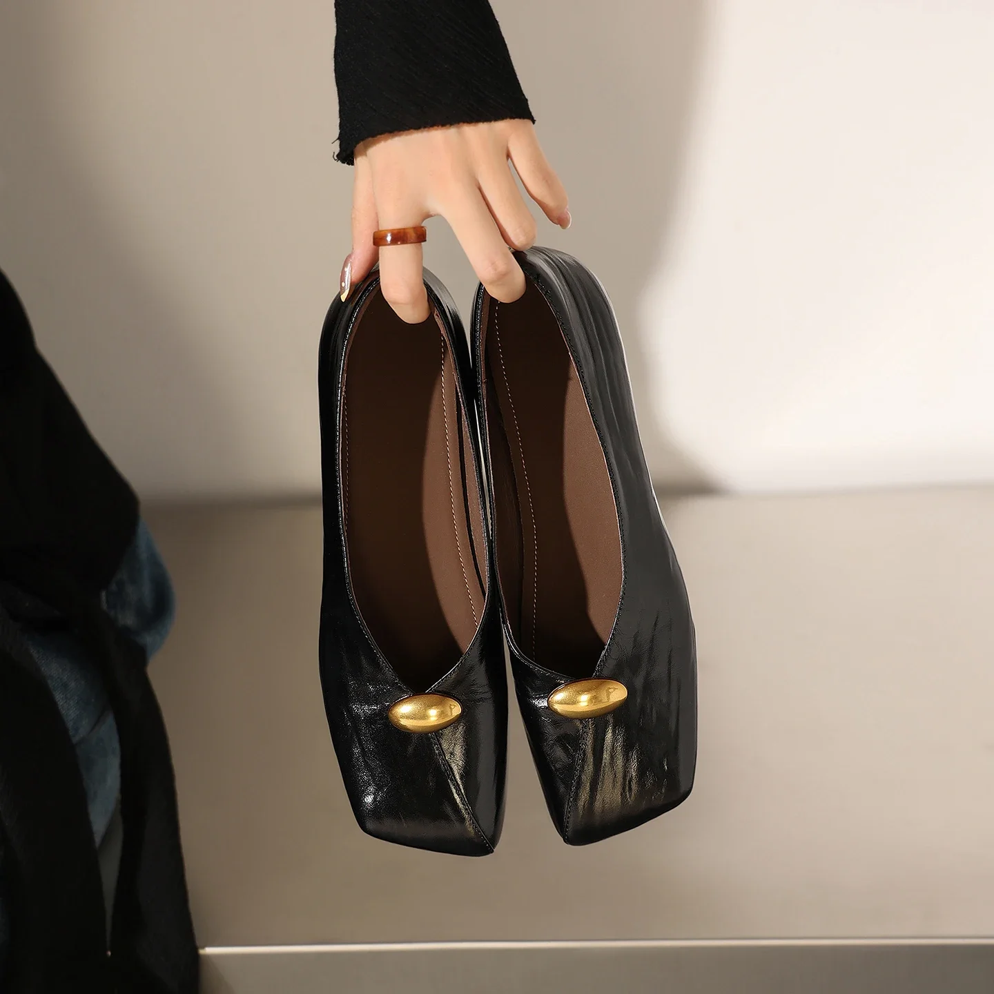 2026 News Spring Fashion Genuine Cow Leather Women's Red Pumps Comfort Natural Leather Flats for Lady Flat Heel Walk Shoes