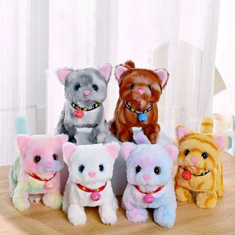 Children\'s Electric Toys Cartoon Cute Bell Cat Series Plush Toys Walks With Head Wagging And Tail Wagging Pet Toys Puzzle Toys