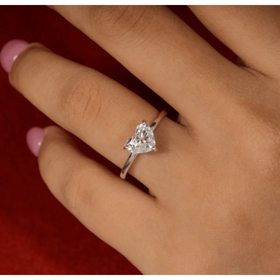 

Heart White 3CT Moissanite Rings For Woman 925 Sterling Silver Ring Elegant Plated 18K Rose Golden Women Jewelry Wedding Gift