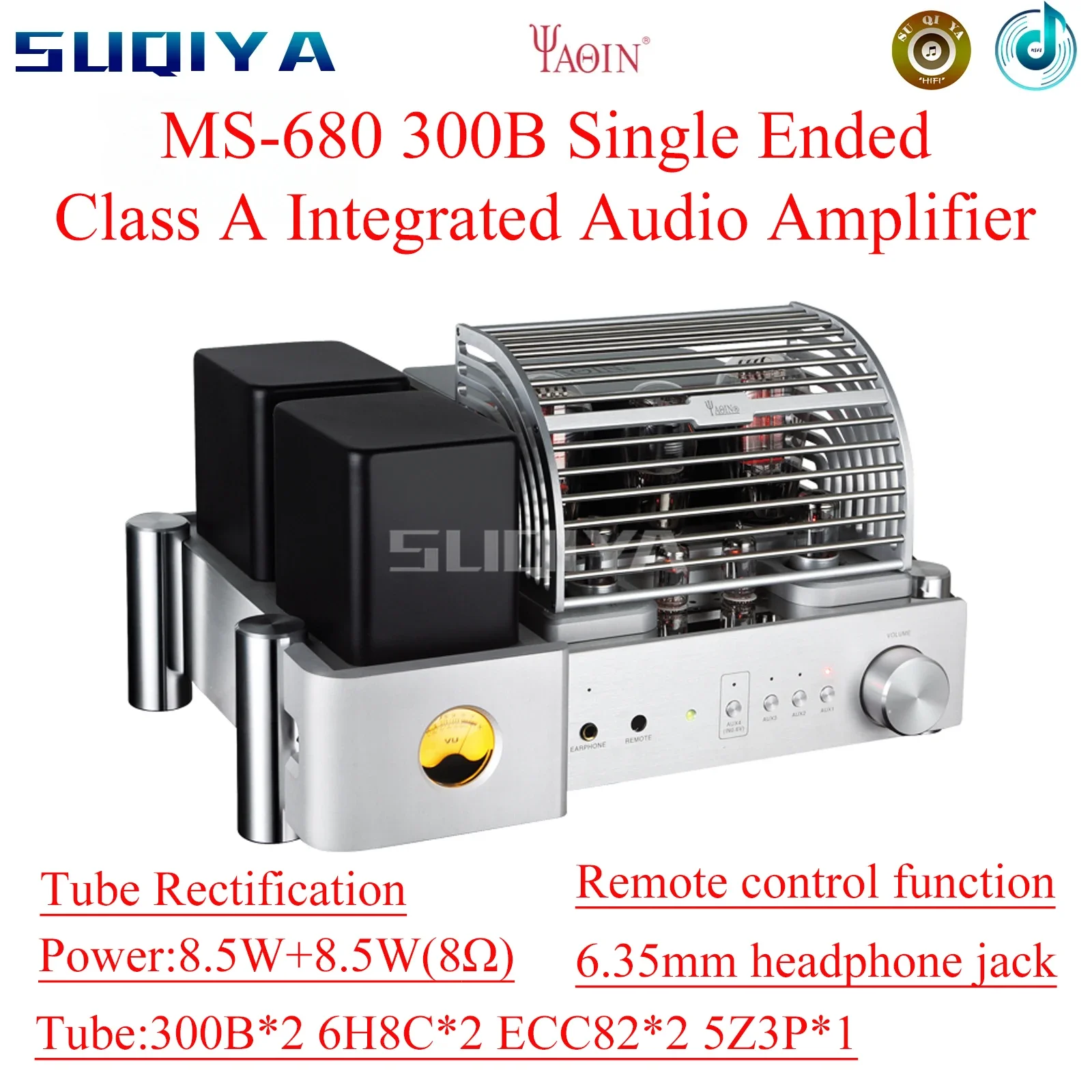 SUQIYA-Yaqin MS-680 Tube Amplifier 300B Tube Amplifier Upgraded Class A Single-ended Audio Power Amplifier