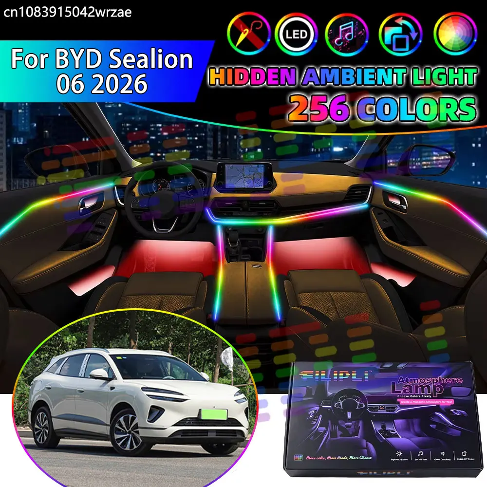 For BYD Sealion 06 2026 DM-i EV RGB Car Interior Ambient Lights Strips Breathing Lighting Kit App Control LED strips Accessories