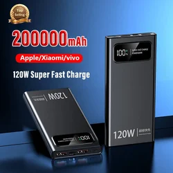 200000mah Power Bank 120w Super Fast Charging Battery High Capacity Digital Display Power Bank For Iphone Samsung Huawei Xiaomi