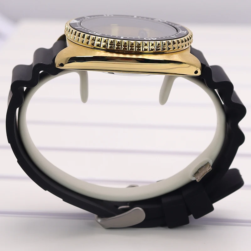 45mm PVD Gold Stahl Uhrengehäuse Saphirglas 100m Wasserdicht für Mod SRPD Turtle Abalone NH35 NH36 NH38 NH34 Uhrwerk 120 Klicks – Detail 5