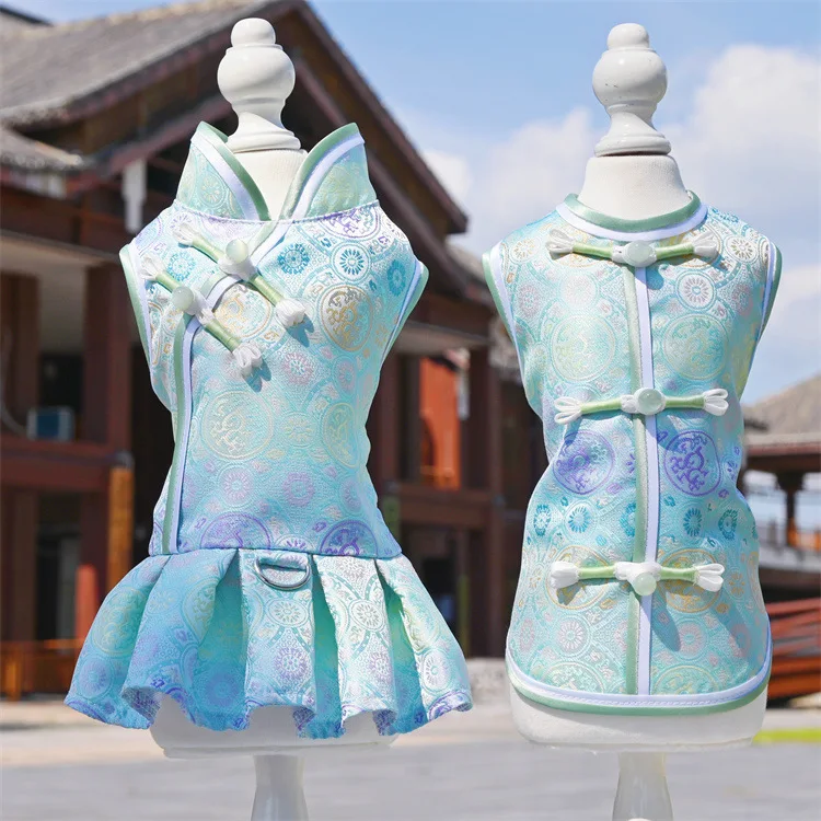 

Новый китайский Sle Pet Qipao, национальный тренд, жилет Hanfu для маленьких собак, осенняя одежда для домашних животных, новогодняя одежда, теплая анти-...