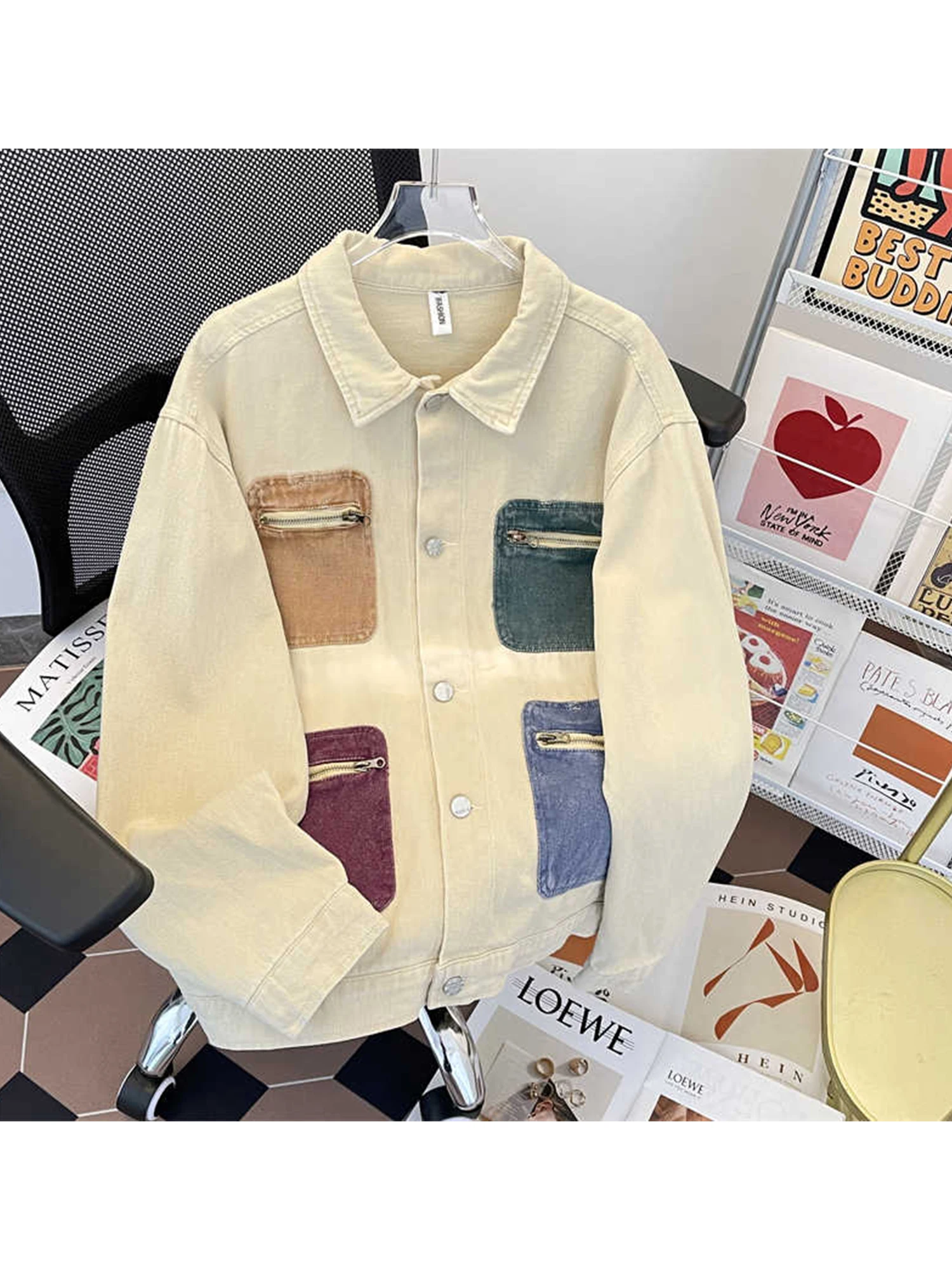 

Женская абрикосовая осенняя куртка, пальто Harajuku, куртка с длинными рукавами и карманами, винтажная верхняя одежда больших размеров 2000-х годов, модная осенняя одежда