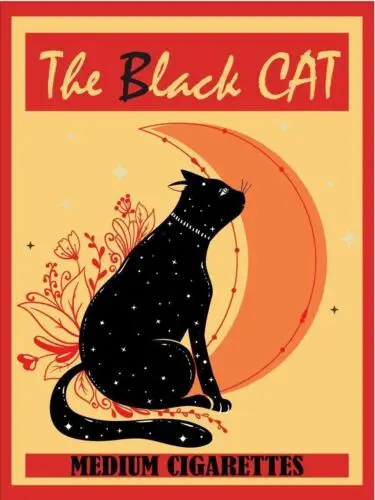 The Black Cat Medium Cigarettes Vintage Retro Metal Sign