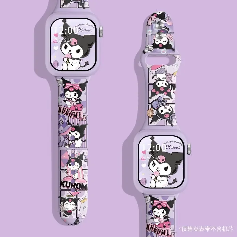 Sanrio Hello Kittys Kuromi Iwatch Watch Band Cute Cartoon Kirby Iwatch7 6 5 4 Apple S8 Trendy Print Couple Watch Strap Girl Gift