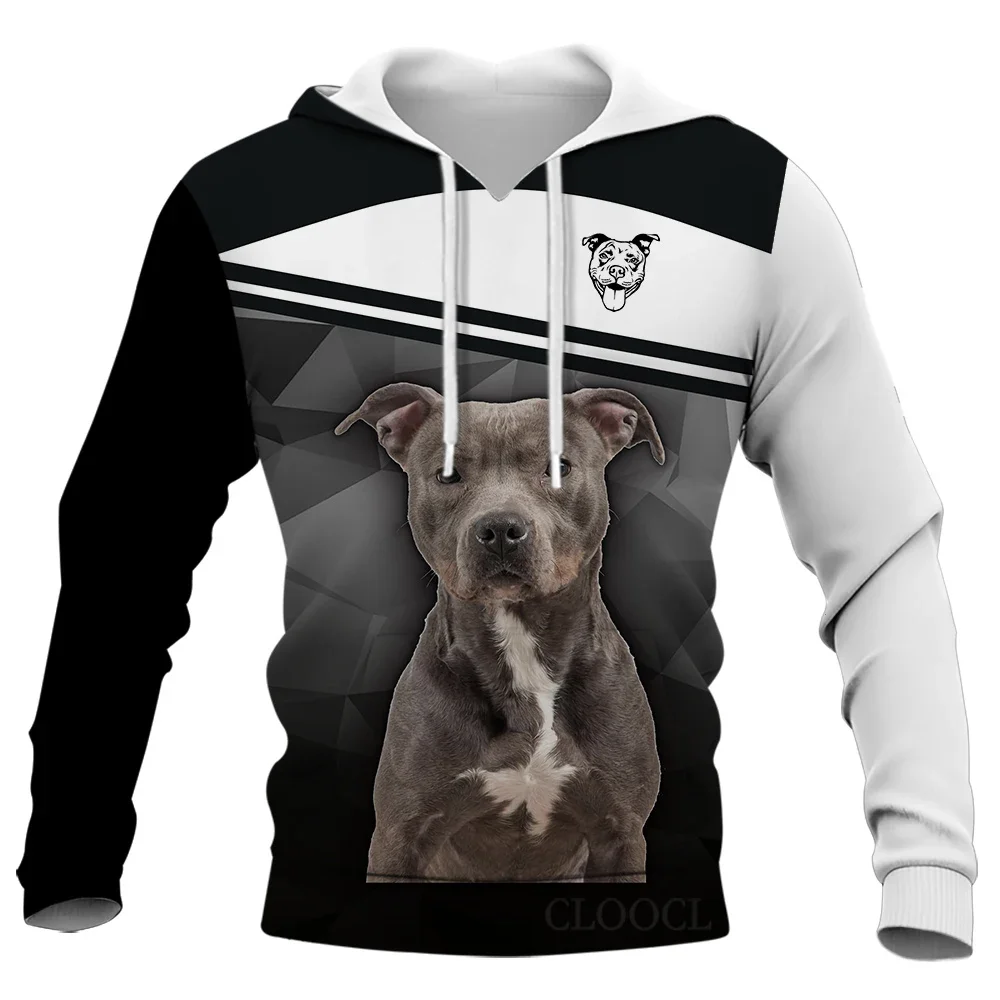 

CLOOCL Men Hoodie American Staffordshire Terrier 3D Graphics Printe Women Hooded Pullover Long Sleeves Street Fashion Clothing
