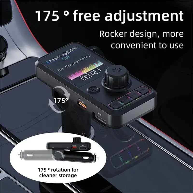 FM Transmitter Radio Adapter Wireless Car MP3 Player Fast Charging QC3.0 Treble Bass Sound Bluetooth Music Player