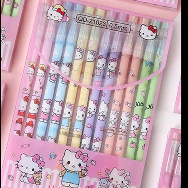 12Pcs/lot Sanrio mymelody Kuromi Cartoons Neutral Erasable Pen 0.5mm Gel Pen Washable handle School Office Supplies