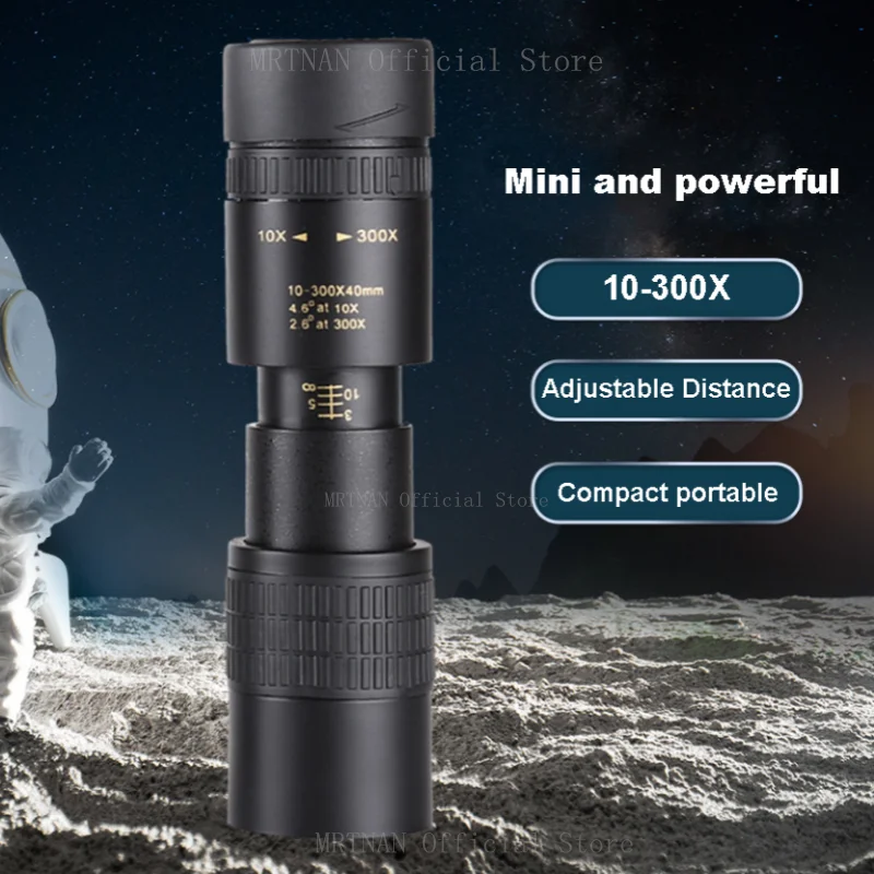 10-300X Zoom Powerful Binoculars Long Range Professional Monocular Telescope HD High Quality BAK4-Prisms Portable for Camping