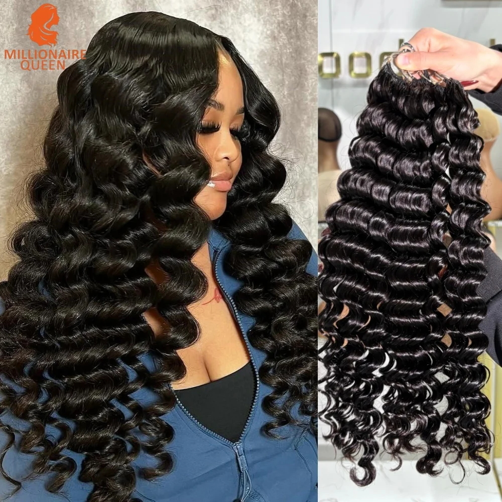 100% الشعر البشري 15A موجة عميقة الكروشيه ريشة شعر مستعار بشري Knotless الكروشيه الشعر على التخليص بيع المليونير الملكة #1