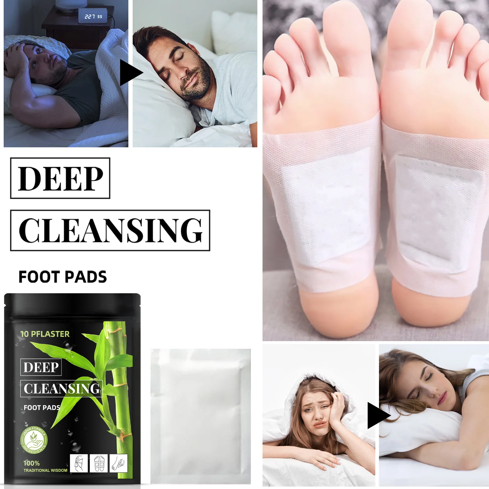 10pcs Deep Cleansing Foot Patch Foot Massage Help Sleep Relieve Mind and Body Foot Care Tools Wholesale