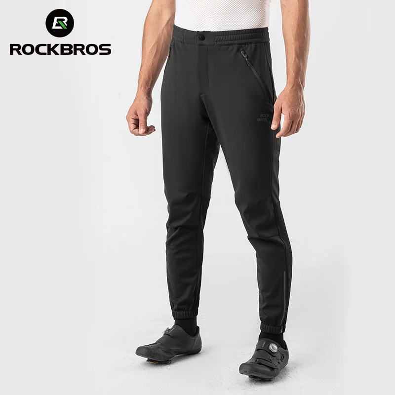 ROCKBROS Winter Thick Fleece Pants Windproof Cycling Pants Men Outdoor Camping Thermal Warm Casual Pants Ski Trousers Sweatpants