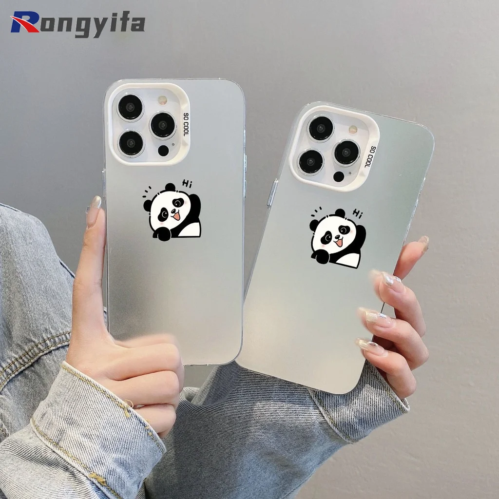 For iPhone 15 14 Plus 13 12 11 Pro Max XS Max XR X 8 7 Plus SE Phone Case Cute Panda Fubao Shockproof Matte Soft Back Cover