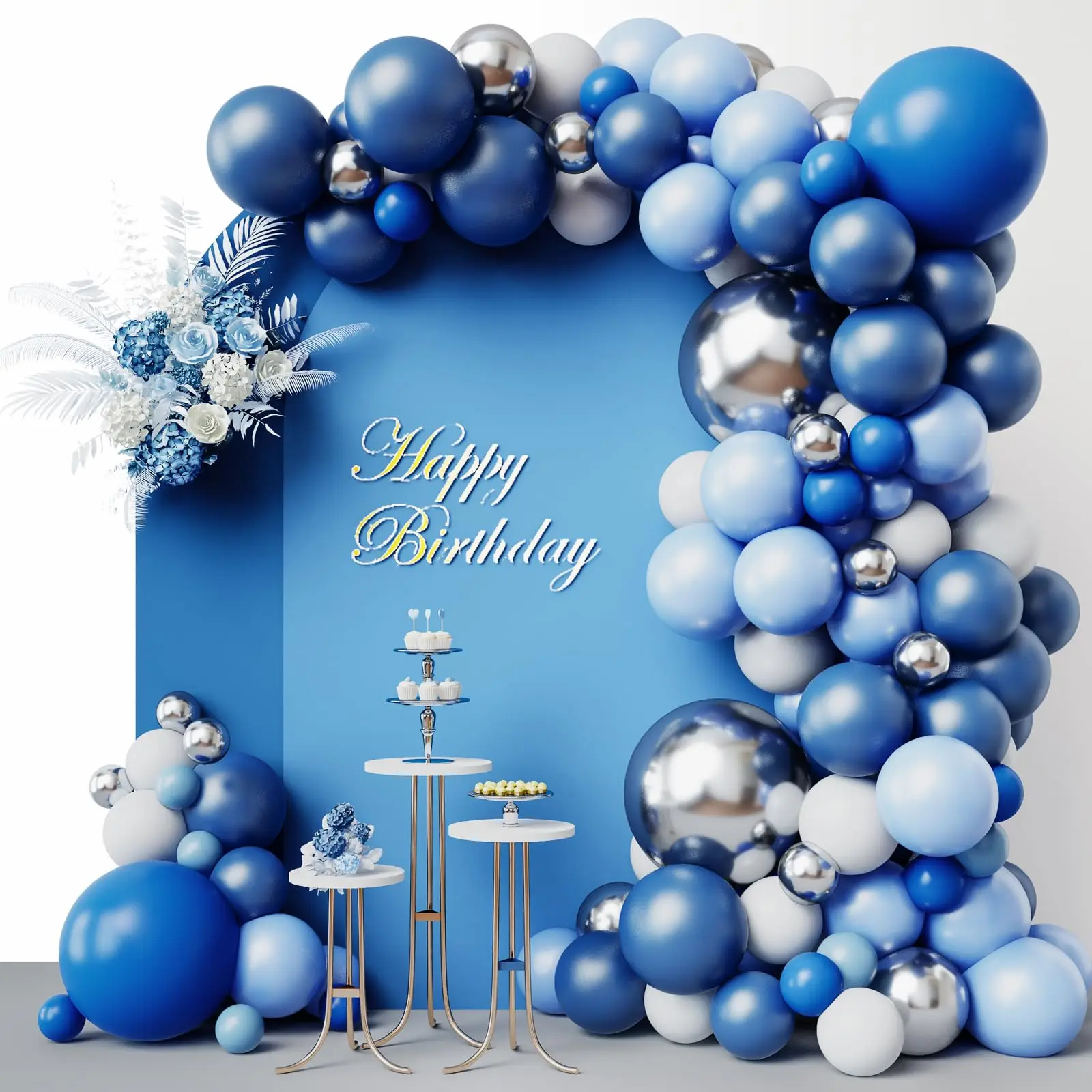 102pcs Blue Balloon Arch Wreath Set,18/10/5 