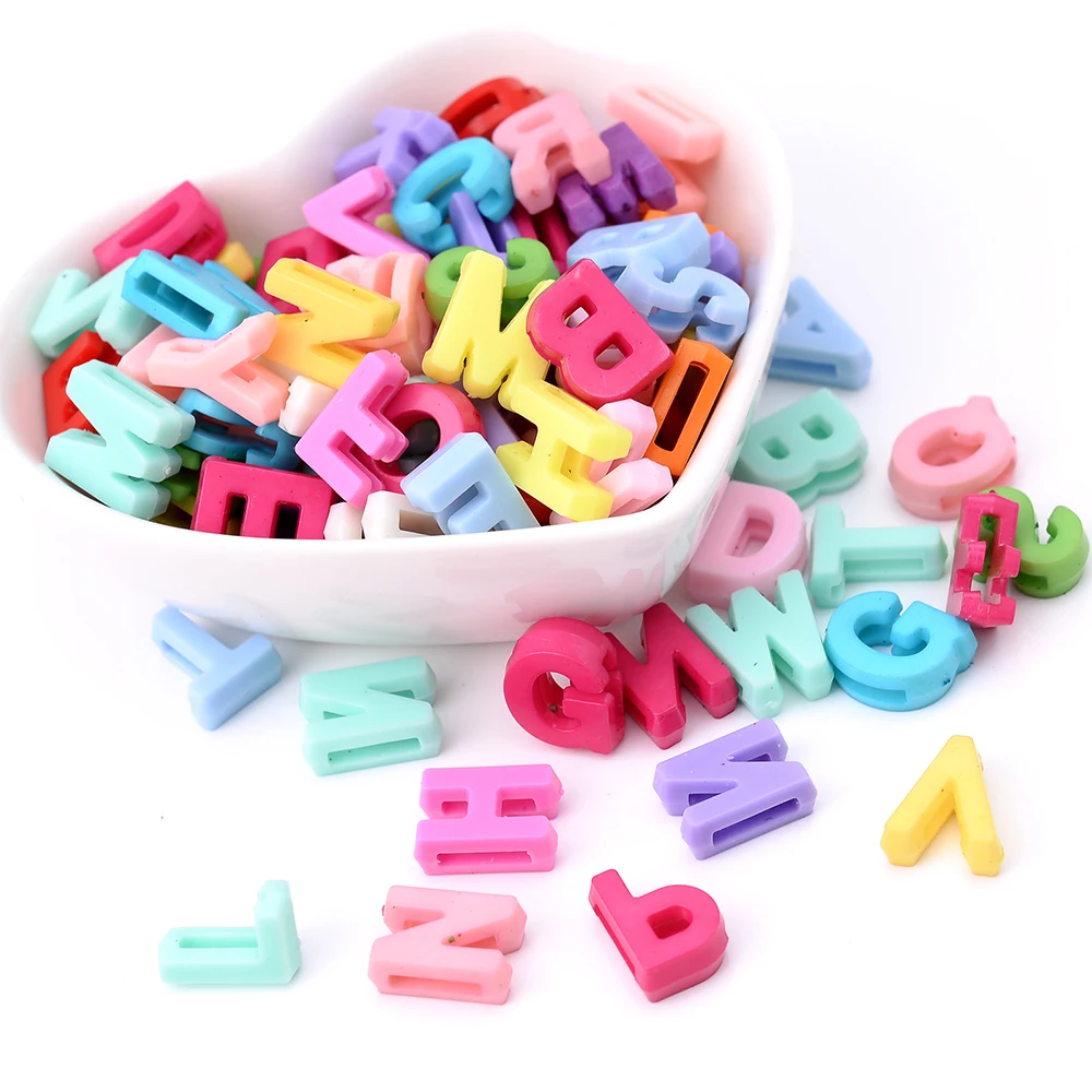 100 Stück 12 mm mehrfarbige zufällige Buchstabenperlen, Acryl-Alphabet-Perlen für Schmuckherstellung, DIY-Armband, Halskette, Schlüsselanhänger, Zubehör – Detail 4