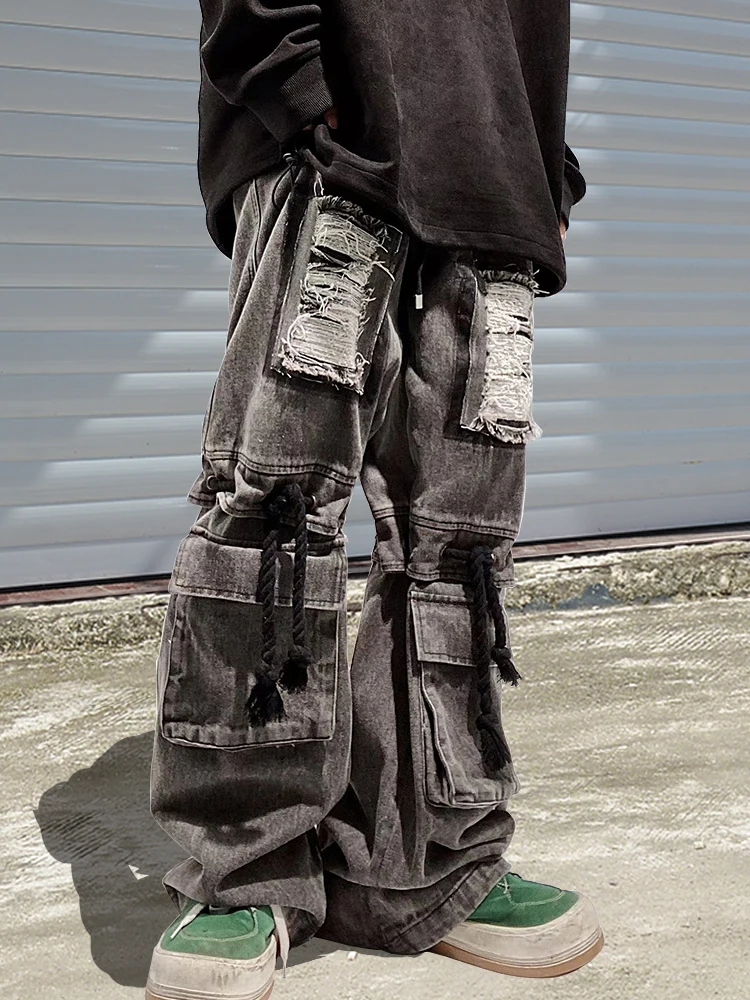 

UUC Vintage American Hip Hop Loose Straight Leg Jeans Trendy Brand Casual Long Trousers Youth ular Winter Cotton Denim