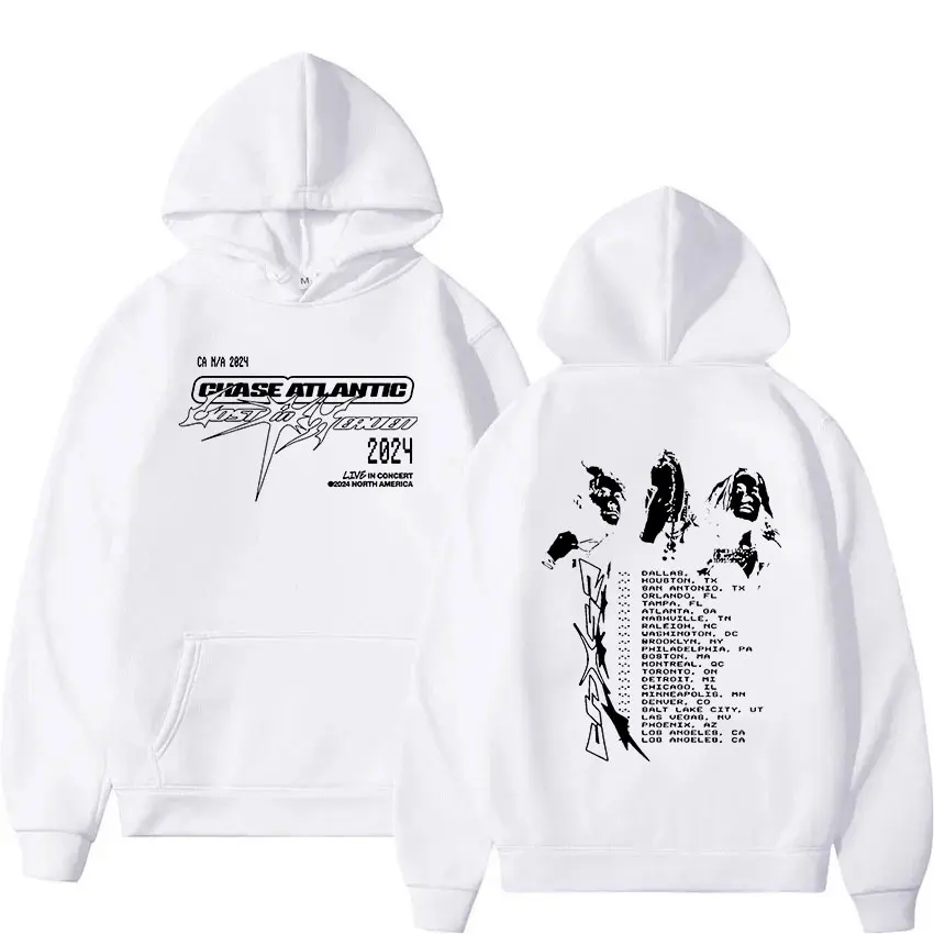 Chase Atlantic Lost in Europe and UK Tour 2024 Hoodie Men's Hip Hop Gothic Pullover Sweatshirt Retro Oversized Hooded Streetwear