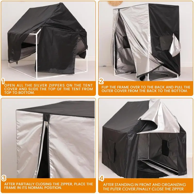 Tenda nera per bambini per dormire Tenda per bambini in tessuto Oxford Tenda per dormire per bambini divertente Casetta per dormire leggera per viaggi a casa Pla