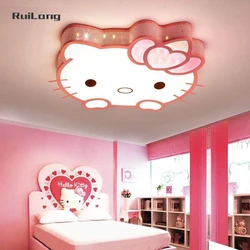 Lámpara de techo Kawaii Kitty Cat para habitación de niños, luces led para dormitorio de niña, candelabro de princesa de dibujos animados rosa, lindo