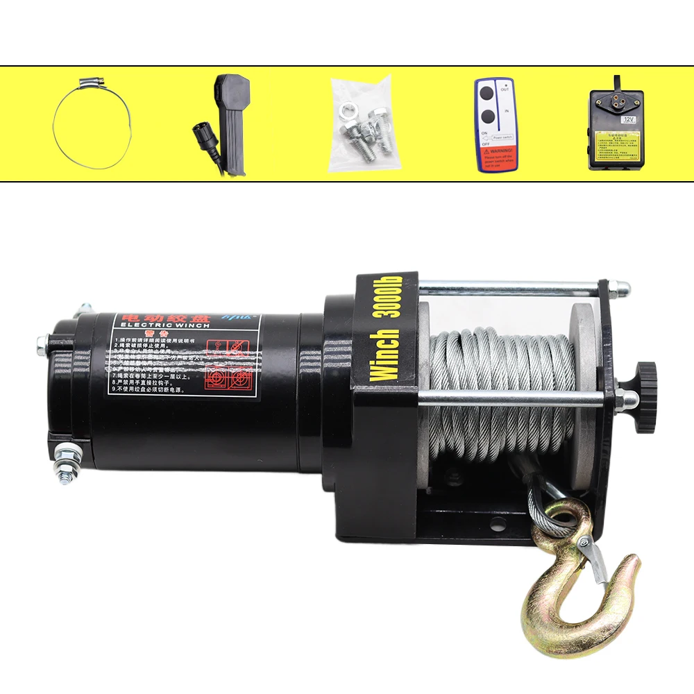 Electric winch 12v car electric hoist off-road vehicle 24v self-help household small wire rope hoist hoist