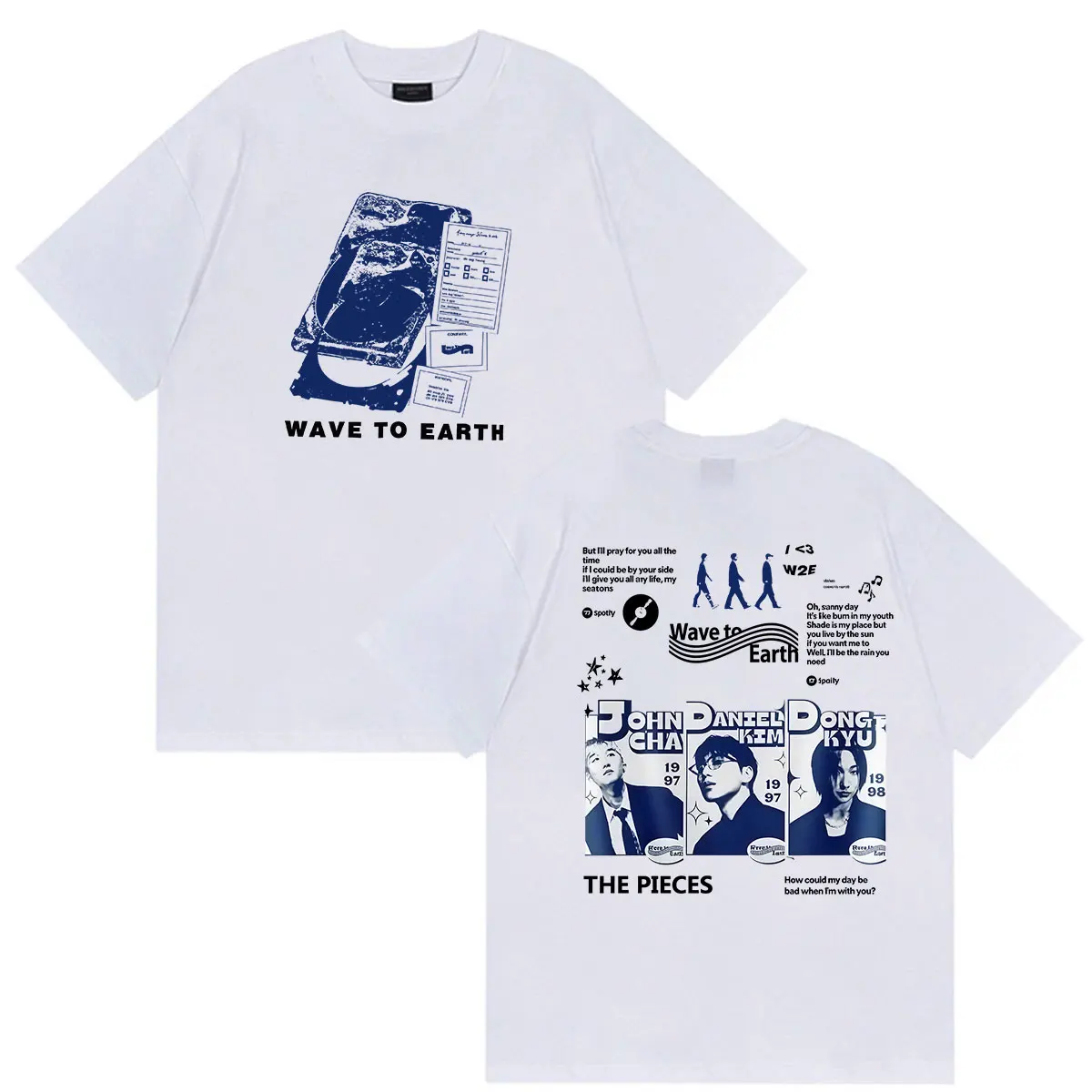 Wave To Earth The Pieces Tour 2026 Merch T Shirt Men's Fashion Hip Hop Korean Clothing T-shirts Vintage Oversized Cotton T-shirt
