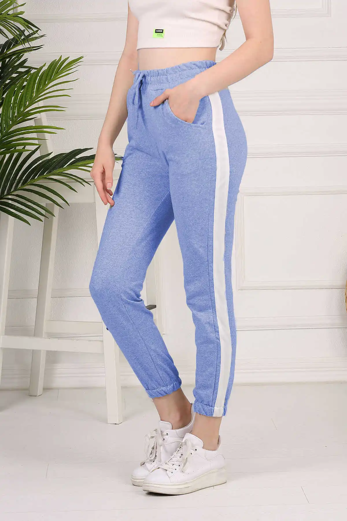 Thick Stripe Sweatpants E-Light Blue