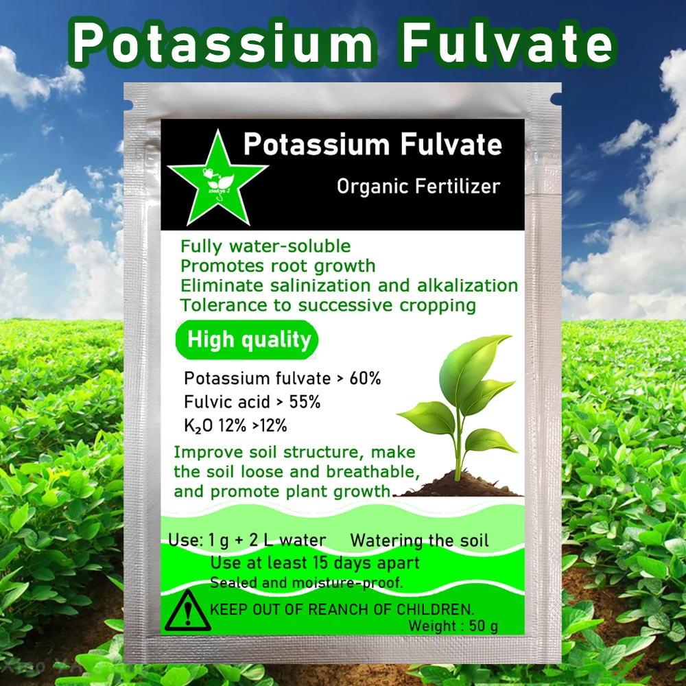 

50g Potassium Fulvate Organic Fertilizer K-fulvate Humic Acids Natural Potash Configure Plant Soil Nutrient Solution