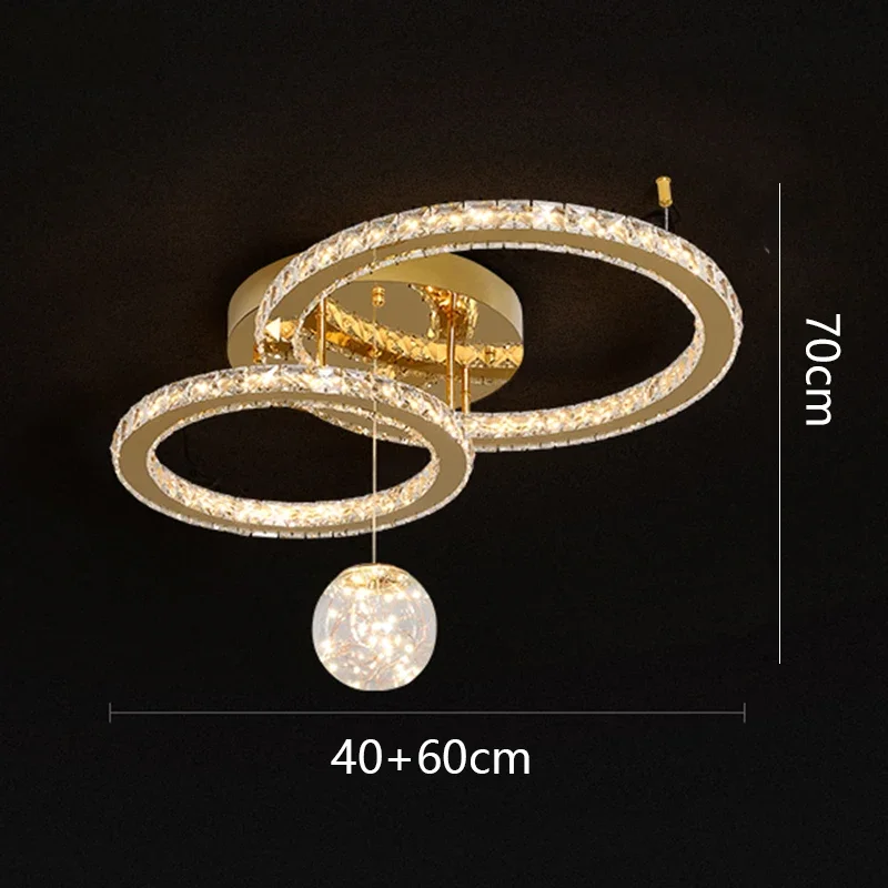 

Modern Crystal LED Glass Ball Ring Chandelier for Living Room Light Bedroom Velers Hall Pendant Lamp Lighting Suspension Design
