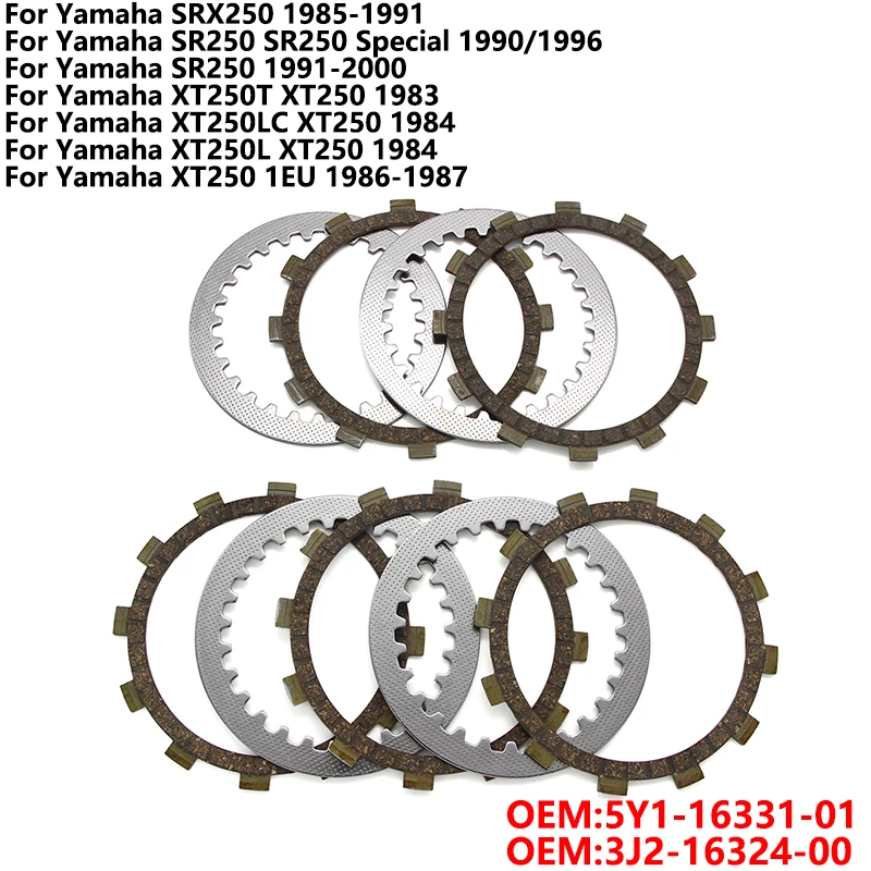 

Комплект фрикционных дисков сцепления мотоцикла для Yamaha SRX250 SR250 Special XT250T XT250 XT250LC XT250L 5Y1-16331-01 3J2-16324-00