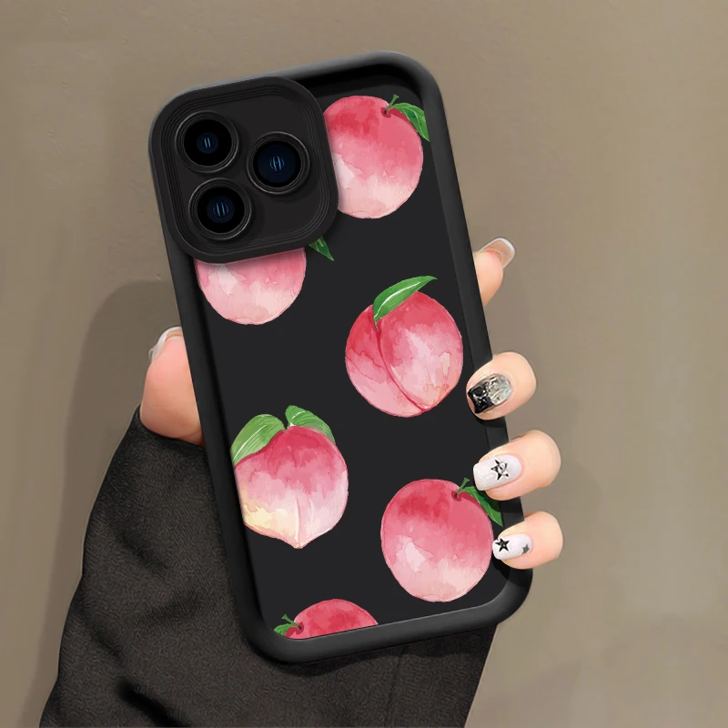 حافظة هاتف ناعمة لهاتف Xiaomi Poco M7 4G M6 Plus M5S M4 C55 C51 C50 C40 C31 M3 Pro M2 C65 C61 غطاء نمط الفاكهة والخوخ والبرتقالي