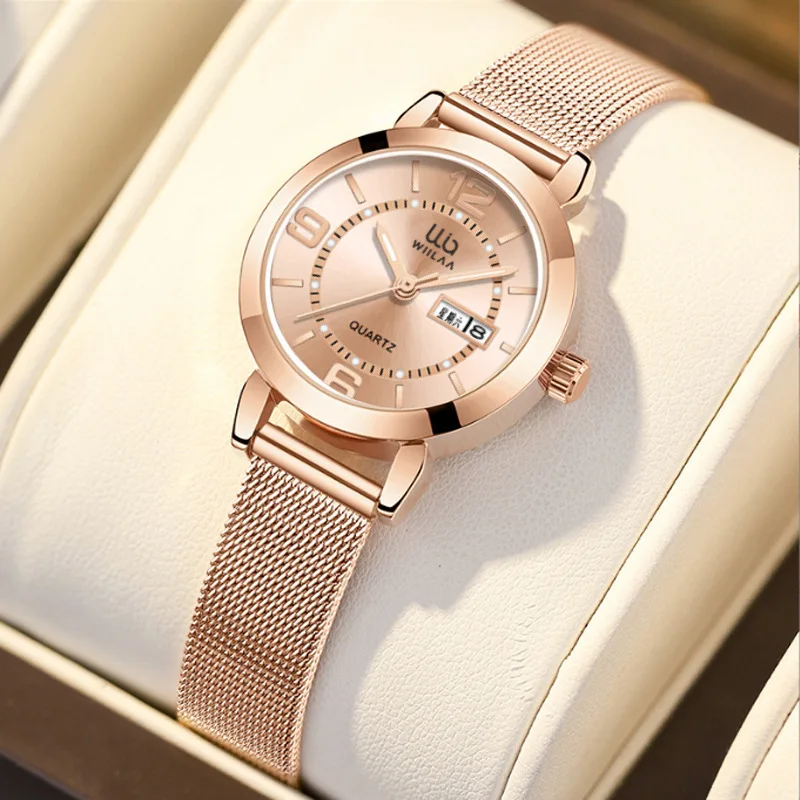 Montre à quartz étanche en acier inoxydable pour femme, bracelet en or rose, bijoux de marque, mode