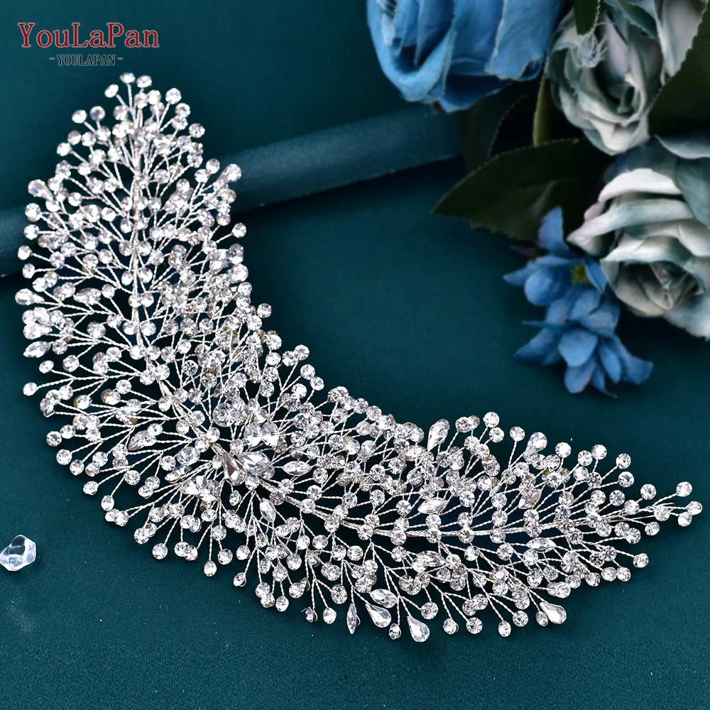 YouLaPan Wedding Tiaras Bridal Headbands Rhinestone Headwear Princess Crown Headdress for Woman Headband Wedding Headpiece HP415