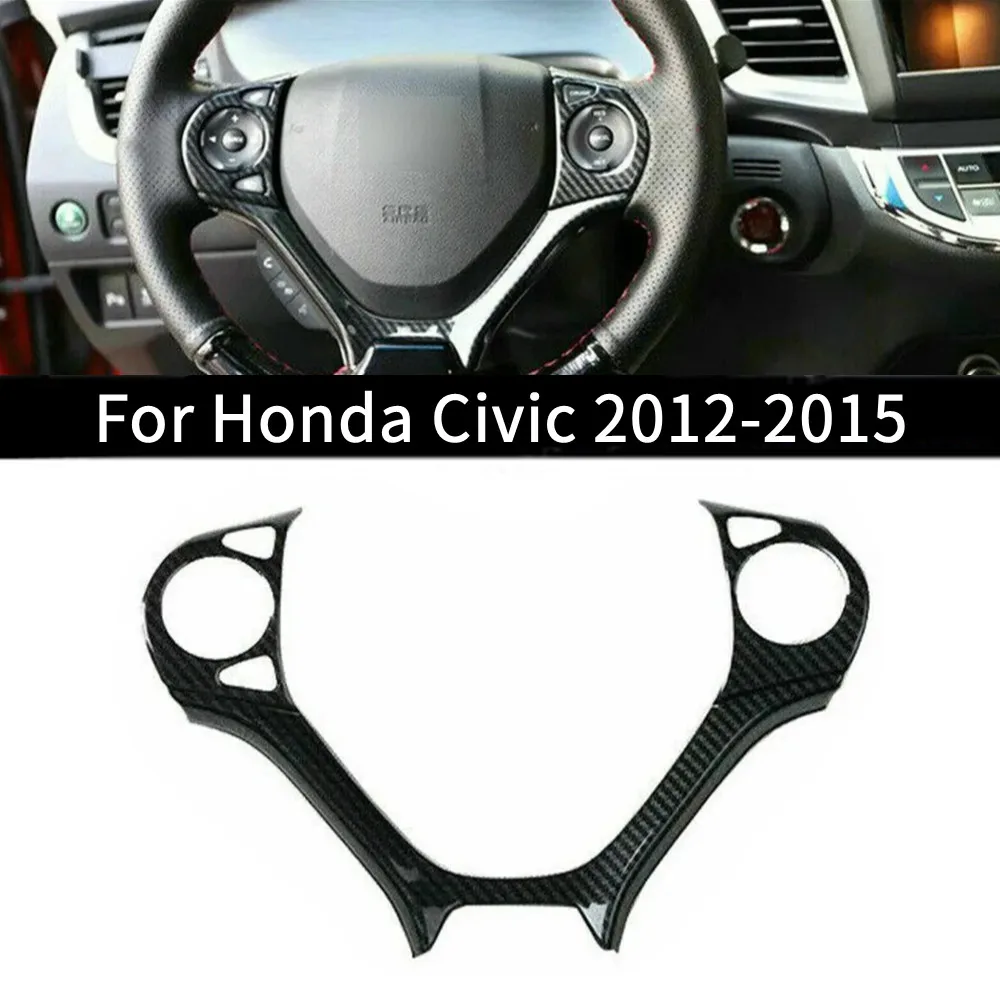 

For Honda Civic 9th 2012-2015 Front Car Steering Wheel Trim Panel Cover Frame Sticker Inner Molding Car Decoration Accessories