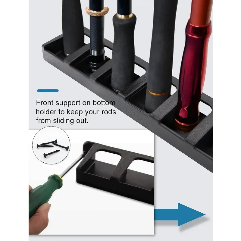 8 Rod Holder Fishing Rod Holder Storage Tool Wall Mounted Modular Fishing Rod Suitable for Garage Wall Space Saving Support Rack