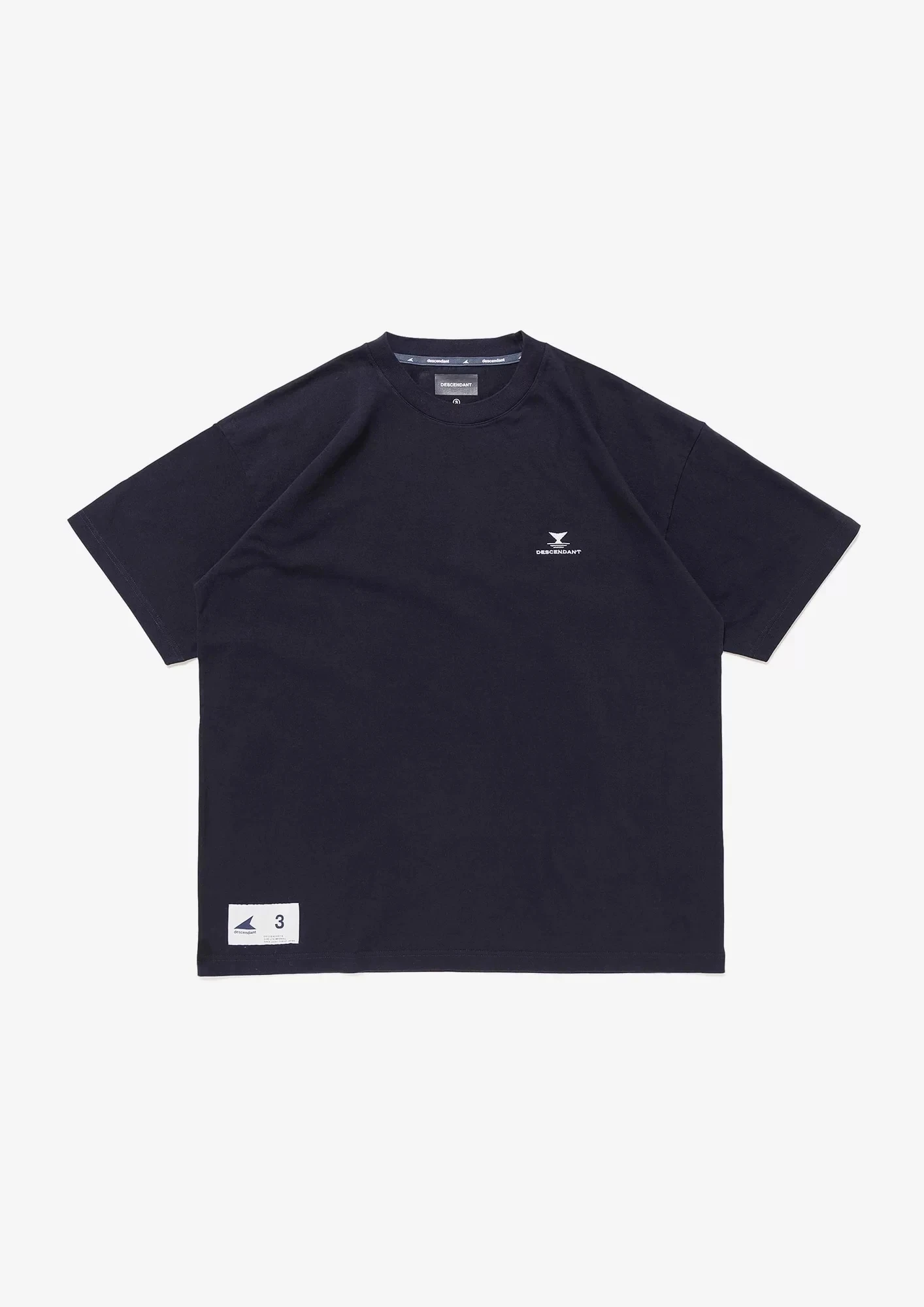 DESCENDANT Men's Whale Tail Embroidered T-Shirt Japanese  Heavyweight Solid Color Short Sleeve Crew Neck Loose Fit Casual Top