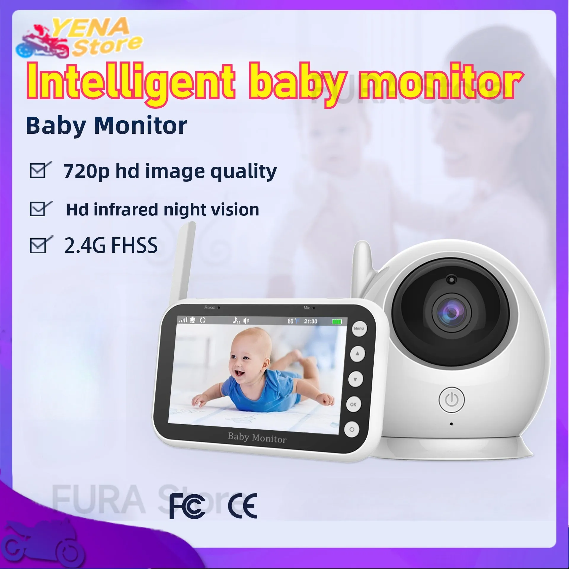 

4.3-inch 720P 2.4G baby monitor camera video two-way audio intercom automatic night vision child safety camera