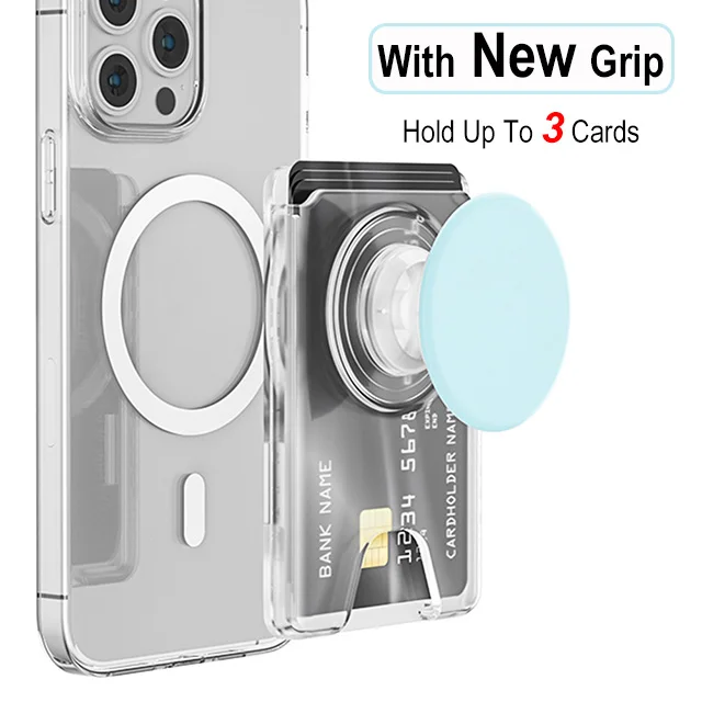 Grippopso NEUE Universal Magnetische Karte Halter Mit Silikon Griptok Für Magsafe Fall Pop Solide Brieftasche Buchse Magnet Slots Abdeckung 10