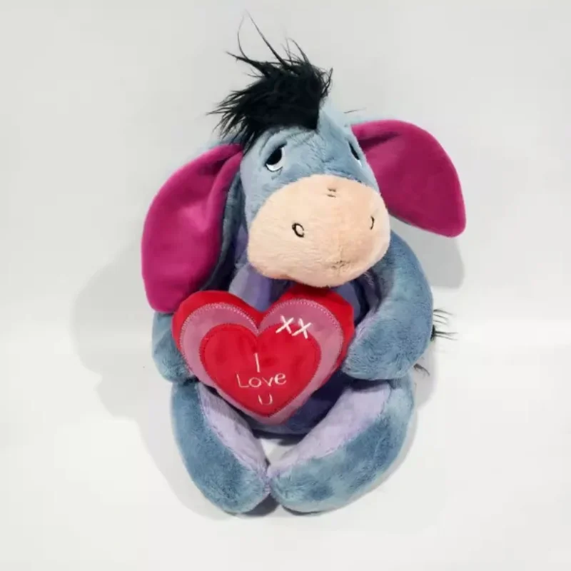 Disney Winnie The Pooh Eeyore Donkey Plush Soft Doll with I LOVE U Heart Toys Cartoon Cute Valentine's Day Gift Lover's Gifts