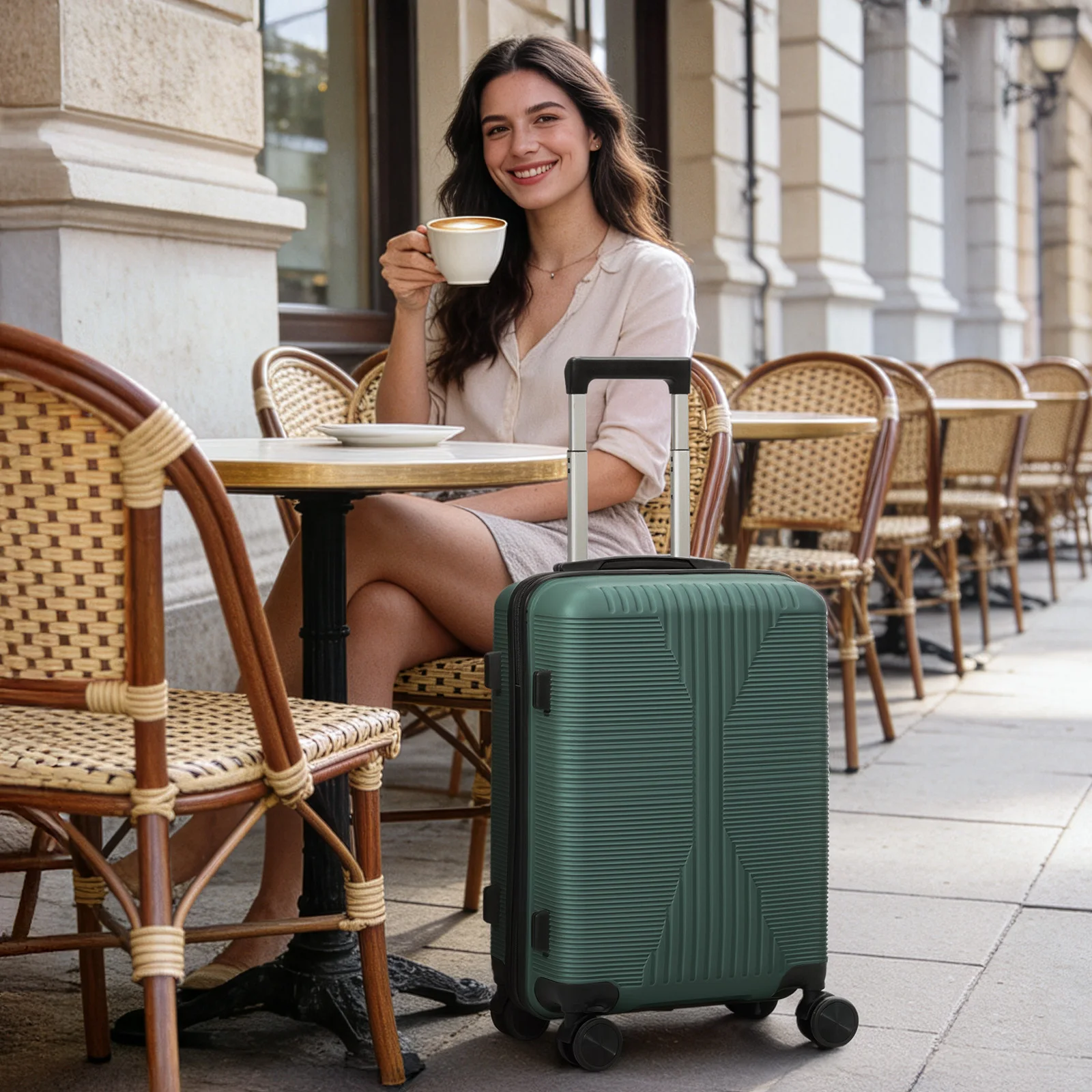 

Non-TSA customs lock single 28-inch PP trolley case 28in PP dark green