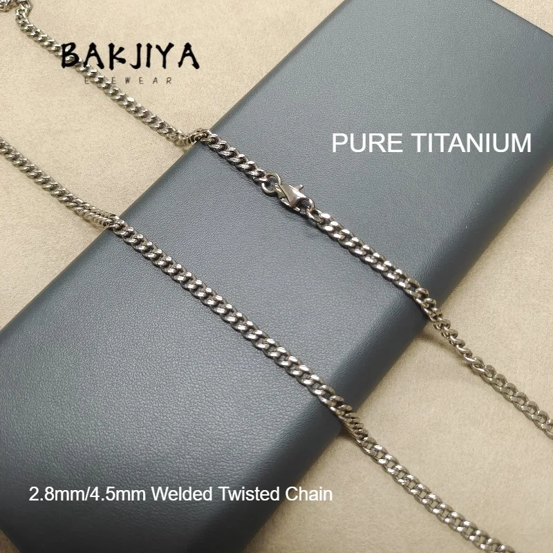 2.8mm/3.5mm Pure Titanium Cowboy Chain Necklace, Hypoallergenic Seamless Welded Twisted Chain, Hip-Hop Versatile For Men Women