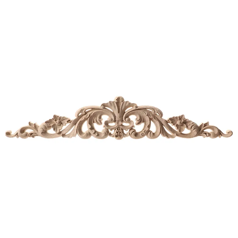 Autocollant de branche de fleur en bois, Applique d'angle, décoration de maison, longue bande sculptée en bois non peinte, verticale/horizontale