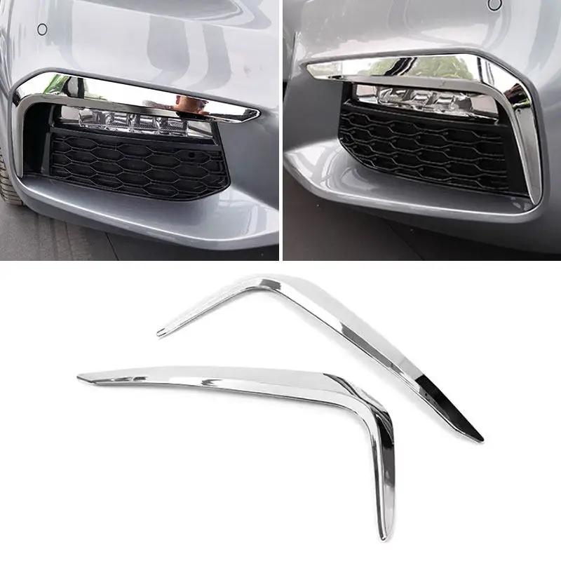 

For BMW 5 Series G30 530liM 2018-2022 ABS Carbon Fiber Style / Silver Car Head Front Fog Lights Lamp Eyebrows Cover Strips Trim