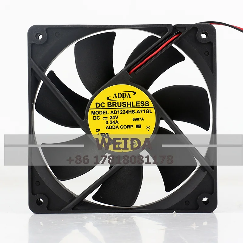 Chassis fan New ADDA 12CM DC24V 0.24A 12025  AD1224HS-A71GL/AD1224HX-A71GL/ AD1224UB-A76GL  inverter cooling fan  120*120*25MM