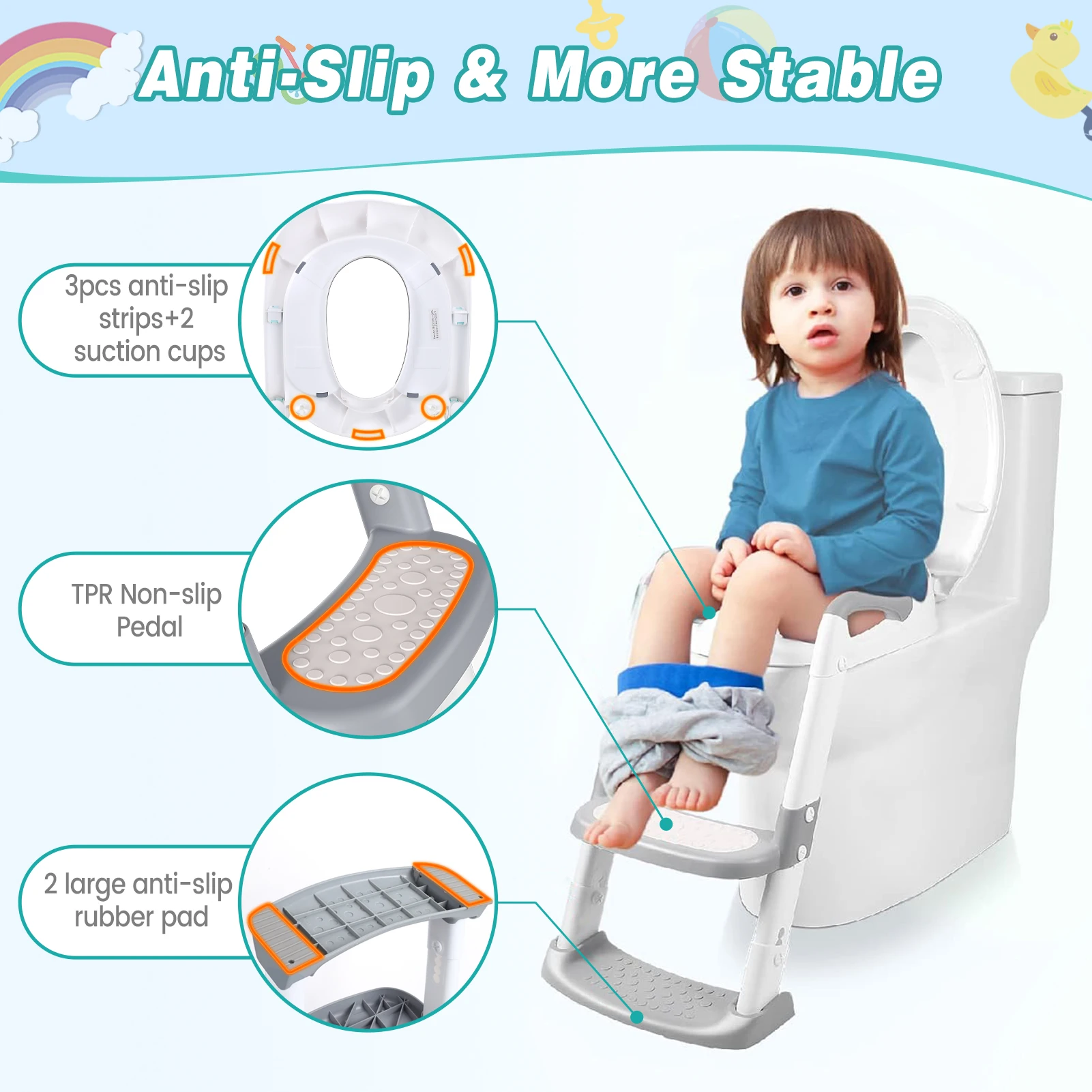 

Baby Potty Toilet Training Seat Household Portable Foldable Baby Boy Girl Safety Auxiliary Hard Pad Toilet Ladder Potty Chair