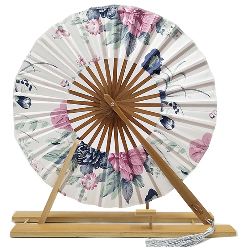 

Japanese Ancient Style Cherry Silk Group Fan Classical Portable Summer Ladies Folding Small Round Hand Fan Eventail Mariage