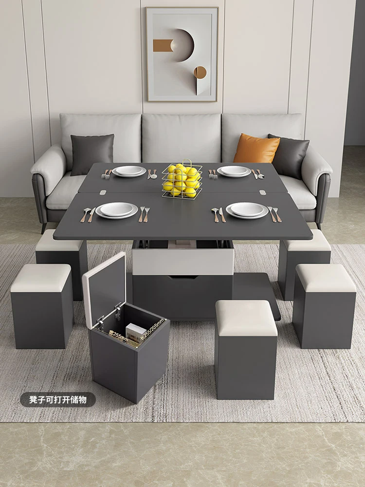 Lifting multi-functional coffee table, dining table, one-in-one, two-in-one folding